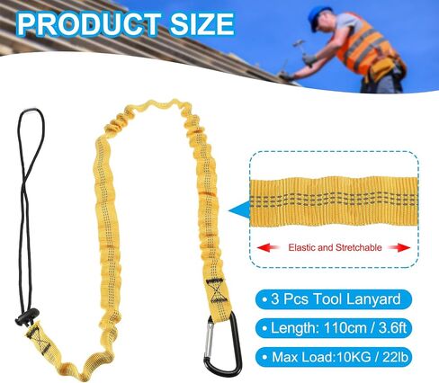 MECCANIXITY Retractable Tool Lanyard 3ft with Single Aluminum Buckle and Adjustable Loop End, Maximum Weight Limit 10KG / 22lb, Safety Fall Protection Tools Leash, Green 3 Pack in Saudi Arabia