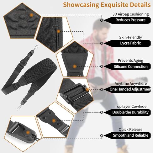 Guitar Strap, Silicone padded non-slip guitar straps with Guitar Plectrum Integrated Slot and Pull-Type Metal Buckle for Bass, Electric & Acoustic, Best Gifts for Kids, Guitarists(Leather Ends) in Saudi Arabia