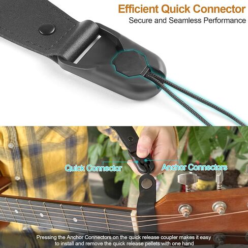 Guitar Strap, Silicone padded non-slip guitar straps with Guitar Plectrum Integrated Slot and Pull-Type Metal Buckle for Bass, Electric & Acoustic, Best Gifts for Kids, Guitarists(Leather Ends) in Saudi Arabia
