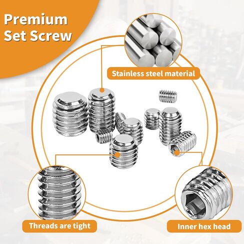 Set Screw Assortment Kit (250 Pcs) - Metric Sizes M3, M4, M5, M6, M8-304 Stainless Steel Cupped & Hex Head Screws - Perfect for Door Knobs, Home Repair, Furniture, and More! in Saudi Arabia