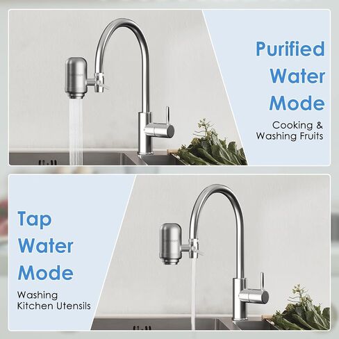 Faucet Water Filter for Sink, Rapid Flow - 400 Gallons Faucet Mount Water Filtration System for Tap Water, NSF Certified Reduces Chlorine & Bad Taste with 1 Replacement, T1 in Saudi Arabia