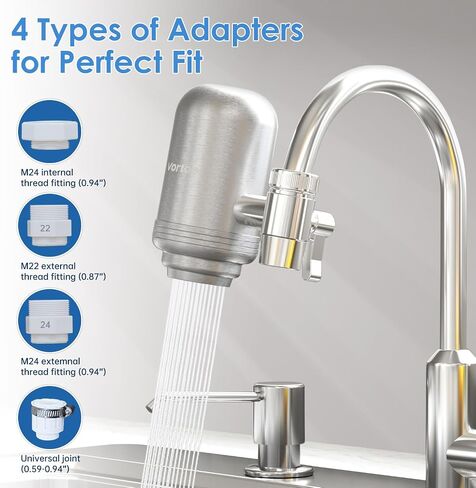 Faucet Water Filter for Sink, Rapid Flow - 400 Gallons Faucet Mount Water Filtration System for Tap Water, NSF Certified Reduces Chlorine & Bad Taste with 1 Replacement, T1 in Saudi Arabia