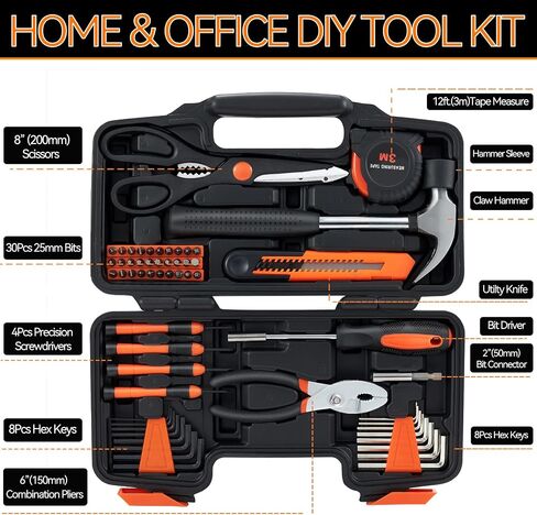 58 Piece Household Tool Set, General Household Hand Tool Kit with Plastic Toolbox Storage Case, All Purpose Household Tool Kit for Women, Girls and Ladies, Pink in Saudi Arabia