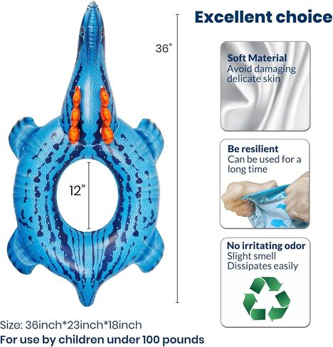 Lifelike Inflatable Dinosaur Pool Floats Raptor Brachiosaurus Pool Float Triceratops floaties Swimming Ring Tube Water for Kids Variety to Choose from in Kuwait