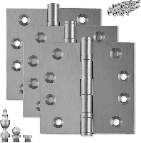 Black Door Hinge Matte Black Ball Bearing 4.5 x 4.5 Inch Heavy Duty with Decorative Screw-on Tips Included - Set of 2 Solid Brass Matte Black Door Hinges (Flat Black) in Saudi Arabia