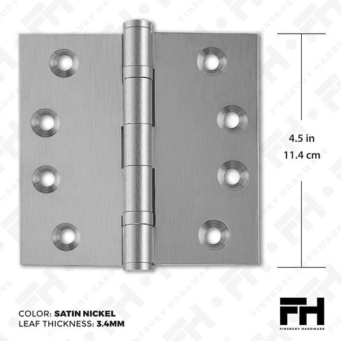 Black Door Hinge Matte Black Ball Bearing 4.5 x 4.5 Inch Heavy Duty with Decorative Screw-on Tips Included - Set of 2 Solid Brass Matte Black Door Hinges (Flat Black) in Saudi Arabia