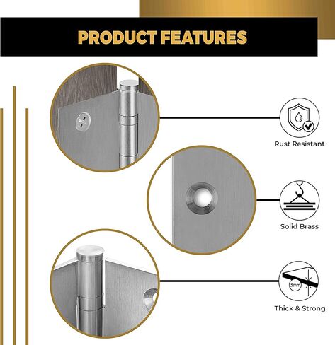Black Door Hinge Matte Black Ball Bearing 4.5 x 4.5 Inch Heavy Duty with Decorative Screw-on Tips Included - Set of 2 Solid Brass Matte Black Door Hinges (Flat Black) in Saudi Arabia