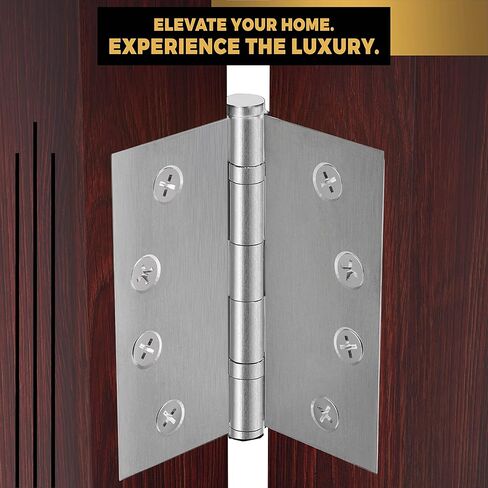 Black Door Hinge Matte Black Ball Bearing 4.5 x 4.5 Inch Heavy Duty with Decorative Screw-on Tips Included - Set of 2 Solid Brass Matte Black Door Hinges (Flat Black) in Saudi Arabia