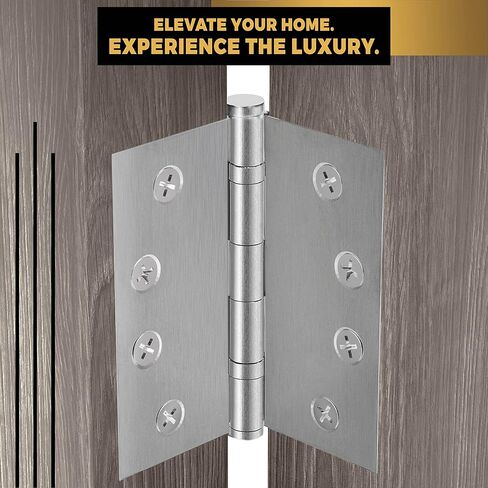 Black Door Hinge Matte Black Ball Bearing 4.5 x 4.5 Inch Heavy Duty with Decorative Screw-on Tips Included - Set of 2 Solid Brass Matte Black Door Hinges (Flat Black) in Saudi Arabia