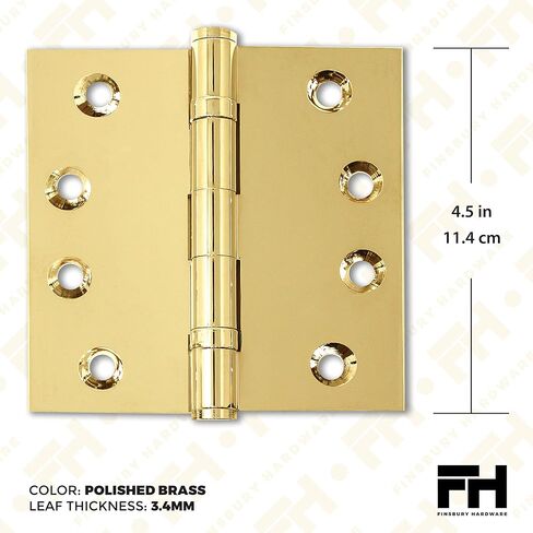 Black Door Hinge Matte Black Ball Bearing 4.5 x 4.5 Inch Heavy Duty with Decorative Screw-on Tips Included - Set of 2 Solid Brass Matte Black Door Hinges (Flat Black) in Saudi Arabia