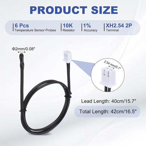 PATIKIL 15K NTC Temperature Sensor, 6 Pcs 15.7 Inch 1% 3950 Waterproof Epoxy Temperature Sensor Probe Temp Sensor Digital Temperature Transmitter Extension for Air Conditioner Fridge in Saudi Arabia