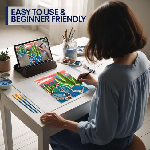 Painting4Real DIY Painting Class Kit for Adults with Video Tutorials: Learn to Paint Atlantic Coast – How to Paint with Acrylics – Painting & Art Supplies – 9 Piece Acrylic Paint Set in Kuwait