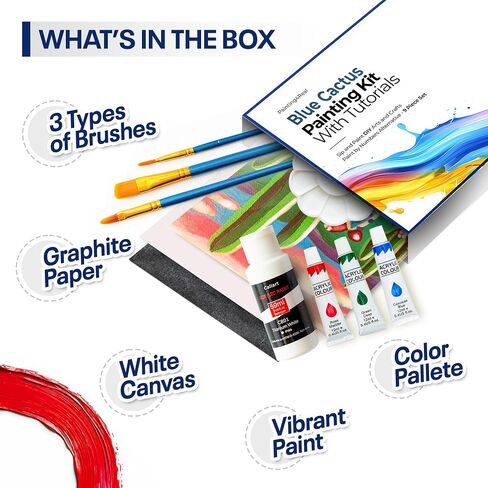 Painting4Real DIY Painting Class Kit for Adults with Video Tutorials: Learn to Paint Atlantic Coast – How to Paint with Acrylics – Painting & Art Supplies – 9 Piece Acrylic Paint Set in Kuwait