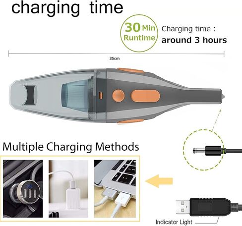 AZK Handheld Car Vacuum Cordless, Portable Car Vacuum with 22500pa High Power Suction, Two Sets of Batteries Long Endurance, 18v/120w Mini Vacuum Cleaner for Car, Home, Office, Pet in Saudi Arabia