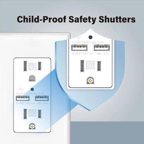 21W 4.2A USB Charger Wall Outlet, with 2 Type A Ports, 20A Tamper Resistant Duplex Receptacle, White(2 Pack) in Saudi Arabia