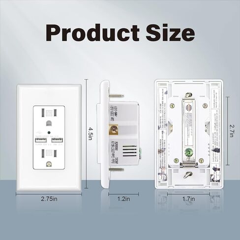 21W 4.2A USB Charger Wall Outlet, with 2 Type A Ports, 20A Tamper Resistant Duplex Receptacle, White(2 Pack) in Saudi Arabia