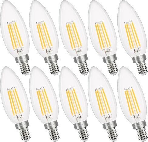 comzler E12 LED Candelabra Bulb Dimmable, Chandelier Light Bulb 2700K Warm White,40W Equivalent,Type B Ceiling Fan Bulbs,C35 B11 Edison Filament Candle Bulbs Candle Lights,400LM,Pack of 6 in Saudi Arabia