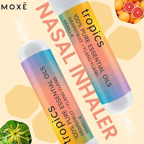 MOXE Tropics Nasal Stick Caribbean Escape + Tropical Scents | Grapefruit, Ylang Ylang, & Vanilla Oil | Summer, Beach, Relaxing Aromatherapy with 100% Pure Essential Oils, Made in USA (3 Pack) in Saudi Arabia