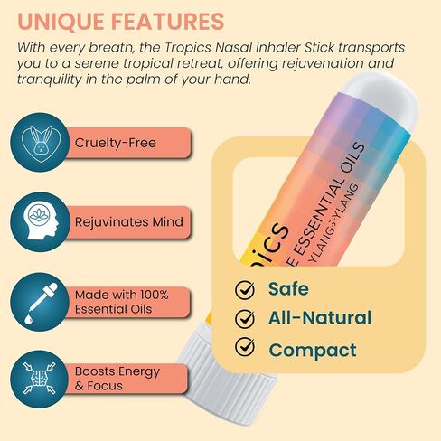 MOXE Tropics Nasal Stick Caribbean Escape + Tropical Scents | Grapefruit, Ylang Ylang, & Vanilla Oil | Summer, Beach, Relaxing Aromatherapy with 100% Pure Essential Oils, Made in USA (3 Pack) in Saudi Arabia
