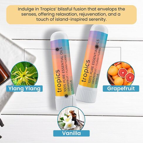 MOXE Tropics Nasal Stick Caribbean Escape + Tropical Scents | Grapefruit, Ylang Ylang, & Vanilla Oil | Summer, Beach, Relaxing Aromatherapy with 100% Pure Essential Oils, Made in USA (3 Pack) in Saudi Arabia