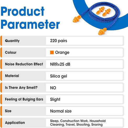 AZEN 55 Pairs Silicone Ear Plugs, Reusable Earplugs for Noise Reduction, 25dB NRR Corded Ear Plugs for Sleeping Noise Cancelling, Ear Plugs with String Individual Packing in Saudi Arabia