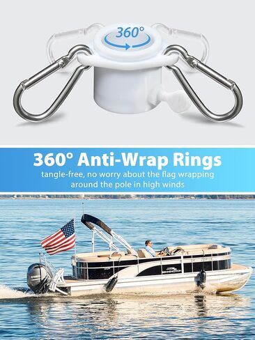 Boat Flag Pole, Pontoon Boat Accessories Flag Pole Kit with 12"x18" American Flag, 45 in Flag Pole, Holder Mount for 0.5"-1.1" Rails, Tangle Free Rings, Metal Black Marine Flags Pole for Yacht, 2 Pack in Saudi Arabia