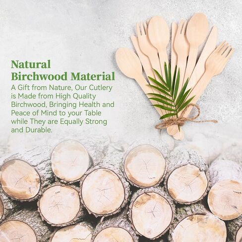 ECOLipak 300 Count Wooden Disposable Spoons, Compostable Wooden Spoons for Hot Chocolate, Party, Camping, Traveling, Family Dinners in Saudi Arabia