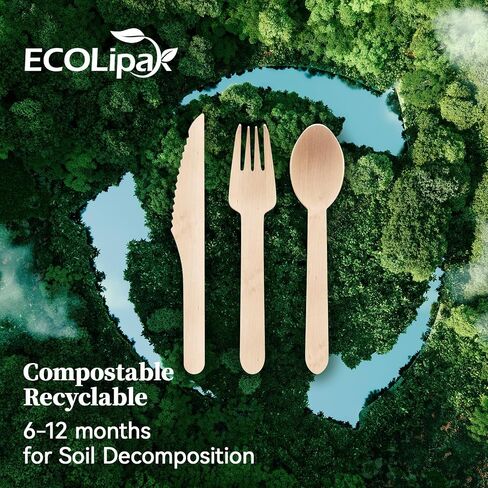 ECOLipak 300 Count Wooden Disposable Spoons, Compostable Wooden Spoons for Hot Chocolate, Party, Camping, Traveling, Family Dinners in Saudi Arabia