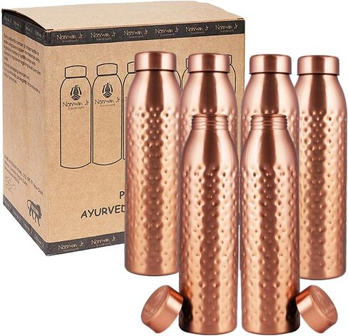 NORMAN JR, Copper Water Bottle 1L - Gift Box of 3, Plain, an Ayurvedic vessel made from pure copper - helps you drink more water, with many health benefits in Saudi Arabia