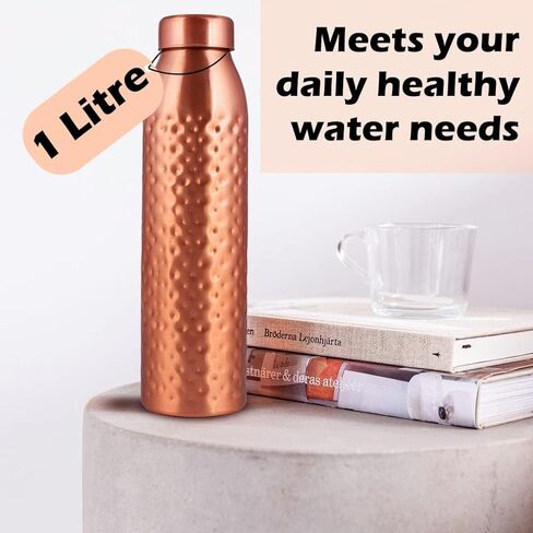 NORMAN JR, Copper Water Bottle 1L - Gift Box of 3, Plain, an Ayurvedic vessel made from pure copper - helps you drink more water, with many health benefits in Saudi Arabia