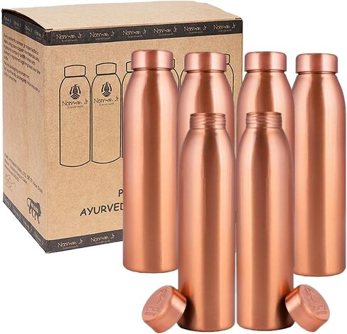 NORMAN JR, Copper Water Bottle 1L - Gift Box of 3, Plain, an Ayurvedic vessel made from pure copper - helps you drink more water, with many health benefits in Saudi Arabia