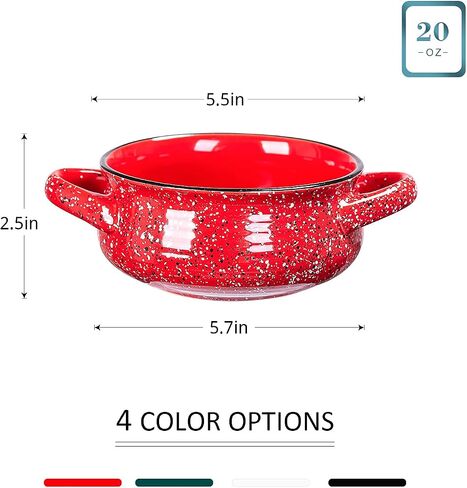 Cutiset 20 Ounce Fancy Glazed Ceramic Soup Bowls with Handles,for French Onion, Soup, Chili, Set of 4 in Saudi Arabia