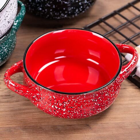 Cutiset 20 Ounce Fancy Glazed Ceramic Soup Bowls with Handles,for French Onion, Soup, Chili, Set of 4 in Saudi Arabia