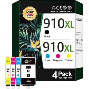 910XL Ink Cartridges for HP Printers (4-Pack) Replacement for HP 910XL Ink Cartridges Combo Pack Work for OfficeJet 8010 8020 Series, Pro 8020, 8030 Series Printer 3JB41AN | Black Cyan Magenta Yellow