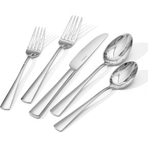 KINGSTONE Silverware Set for 8, 40-Piece Forged 18/10 Stainless Steel Flatware Set, Mirror Finish Cutlery Set Dishwasher Safe for Home, Restaurant, Wedding, Party