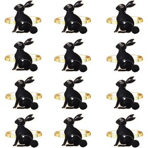 Easter Napkin Rings for Easter Party Cute Rhinestone Bunny Carrot Napkin Rings Set for Easter Holiday