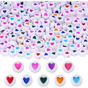 jiebor 800pcs Heart Beads Valentines Beads Pony Beads Plastic Small Beads for Jewelry Bracelets Making Crafts Red