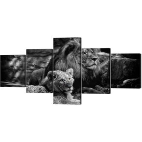 Yatsen Bridge 5 Panels Cow Canvas Wall Art Texas Longhorn Wall Decor Painting for Living Room - 60''W x 40''H