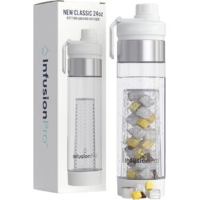 Infusion Pro 24 oz Fruit Infuser Water Bottle with Flavor Infuser, 2 Pack, Flip Top Lid, Insulated Sleeve & Fruit Infused Water eBook : Bottom Loading Water Infuser for More Flavor : Unique Gift Idea