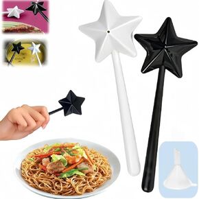 YOUMEHE Wand salt and pepper shakers, Magic wand salt and pepper shakers, Fairy wand salt shaker, Salt and pepper wand shakers, Magic wands Duo salt/pepper-with funnel 4 pcs-Black White Blue Red