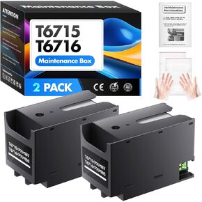 T6716 T6715 Ink Maintenance Box 2-Pack for Workforce Pro WF-4830 WF-3820 WF-4820 EC-4020 WF-4720 WF-4834 WF-4734 WF-4730 WF-4740 ET-8700 EC-4030 WF-M5799 WF-C5710 WF-M5299 WF-C5290 PXMB7 PXMB8 Printer