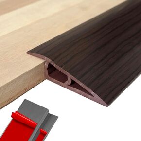 Vinyl Door Threshold Floor Transition Strips 36 inch, 1/2'' ~ 3/5'' Thresholds for Doorways, Edge-Reducer Transition Strip for Door Carpet Tile Floor (Black Walnut)