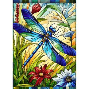1000 Pieces Puzzles for Adults, Colorful Stained Glass Dragonfly Jigsaw Puzzles for Family Game Puzzles Lover
