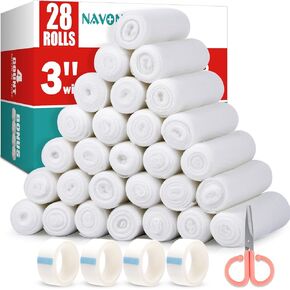 60 Pack Gauze Rolls Bandages, 3 in x 4.1 Yards, Individually Wrapped Breathable Rolled Gauze, Mummy Wraps, Premium First Aid Supplies & Medical Supplies for Wounds