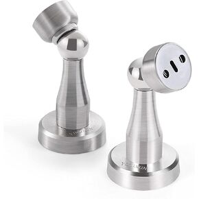 Door Stopper, Strengthen The Magnetic Door Catch, Door Stops Wall Protector, Screws for Stronger Wall Mount&Floor Mount,with Silicone Sucker, zinc Alloy Materials, 2Pack (Black)