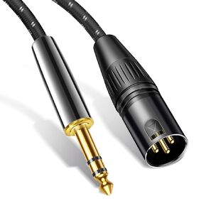 KUMIHO XLR to 1/4" Cable 6.35mm TRS to XLR Male Nylon Braid Mic Cable Balanced Interconnect Microphone Cord Patch Cable(5FT/1.5M)