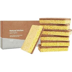 Natural Scrub Sponge | Dual-Sided Loofah Washing up Sponge | Plastic-Free Scourer | Plant-Based Kitchen Sponges | Kitchen Sponge | Dish Sponge | 4 Pack |