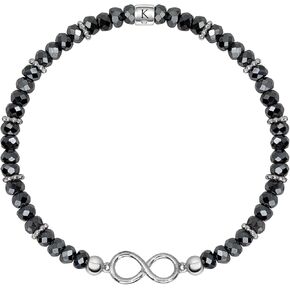 KARMA AND LUCK - Inner Transformation - Women's Grounding Real Hematite & Calming Amethyst Beads 925 Sterling Silver Protection Evil Eye Charm Stretch Bali Bracelet in Kuwait