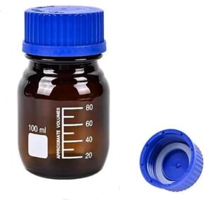 زجاجة وسائط كاشف 50 مل ، زجاجة تخزين وسائط زجاجية متدرجة مع غطاء مسمار GL32 الأزرق ، زجاجة كاشف مختبر عريضة ، حزمة من 1 in Kuwait