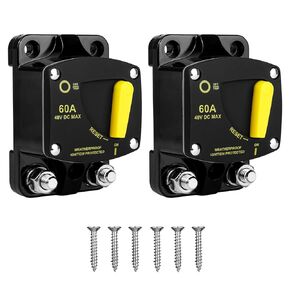 2 Pack 200 Amp Circuit Breaker DC 12V 24V 48V, Ozikutech 200 Amp Breaker for Solar System Marine Winch Car Audio RV Battery - Manual Reset & IP65 Waterproof
